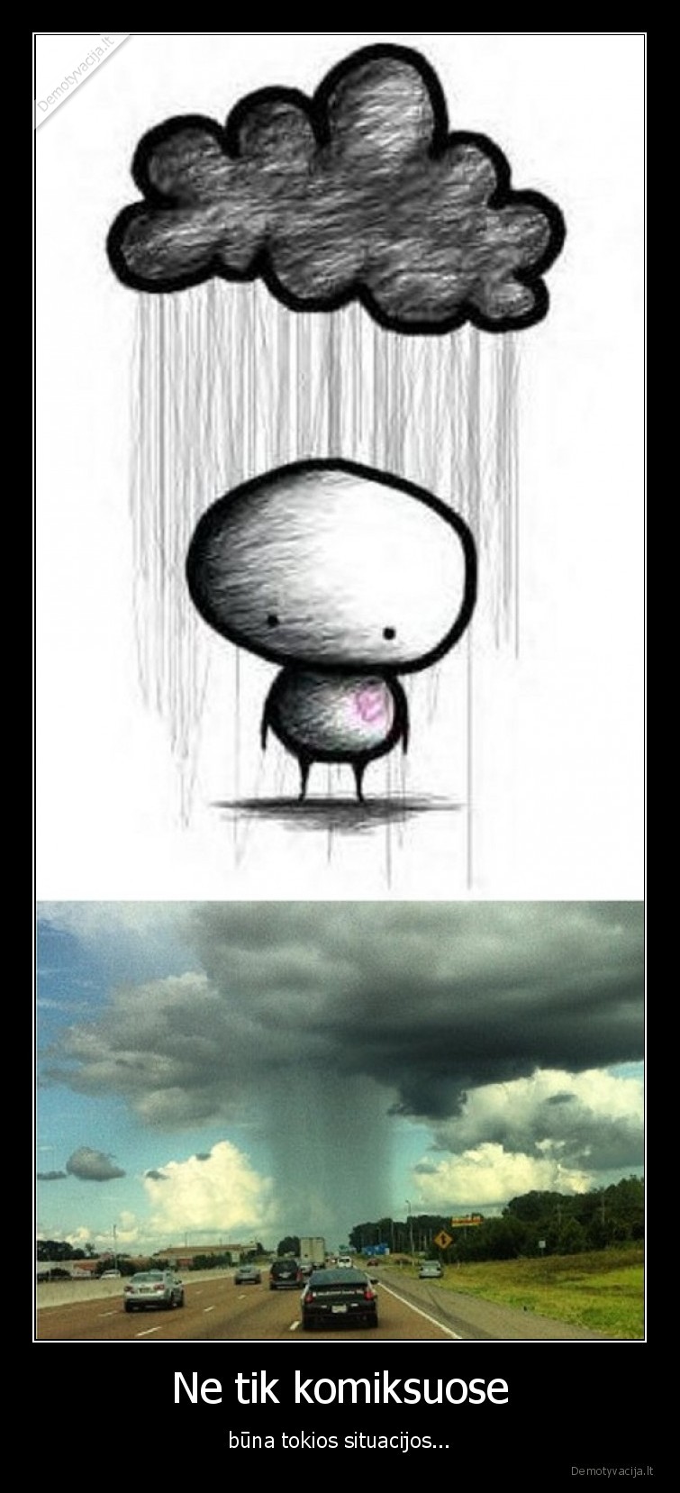 komiksas,lietus,virs, galvos