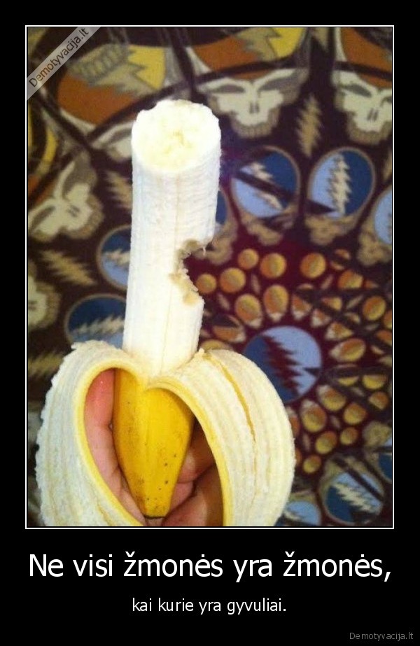 zmogus,gyvulys,bananas