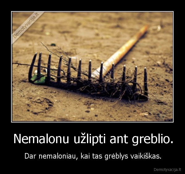 Nemalonu užlipti ant greblio.