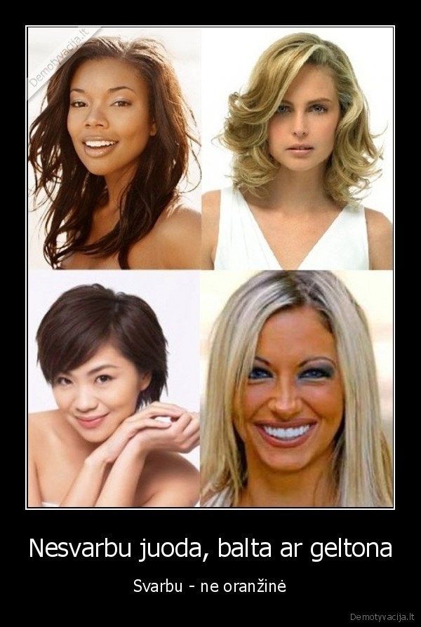Nesvarbu juoda, balta ar geltona