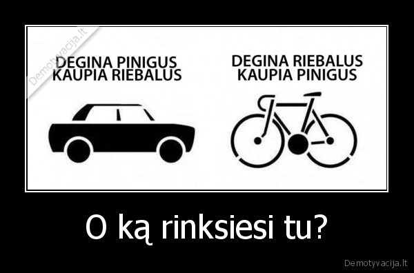 riebalai,pinigai,dviraciai,automobiliai