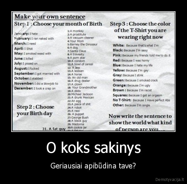 O koks sakinys