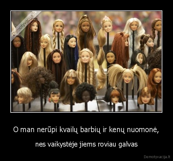 O man nerūpi kvailų barbių ir kenų nuomonė,