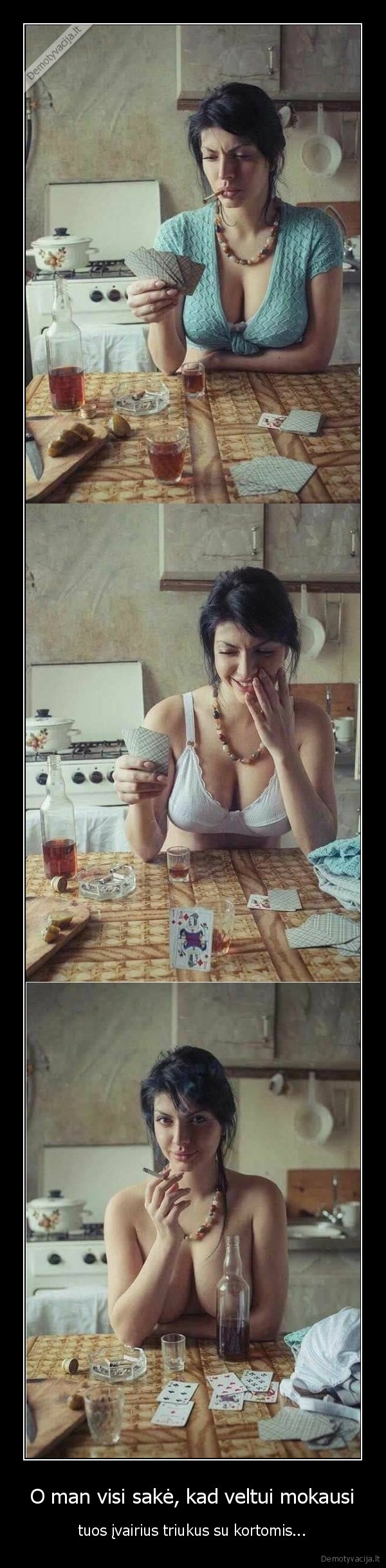 triukai,kortos,mergina,nusirenginejimas
