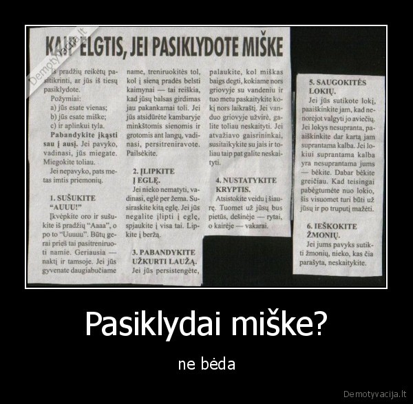 miskas, pasiklydo
