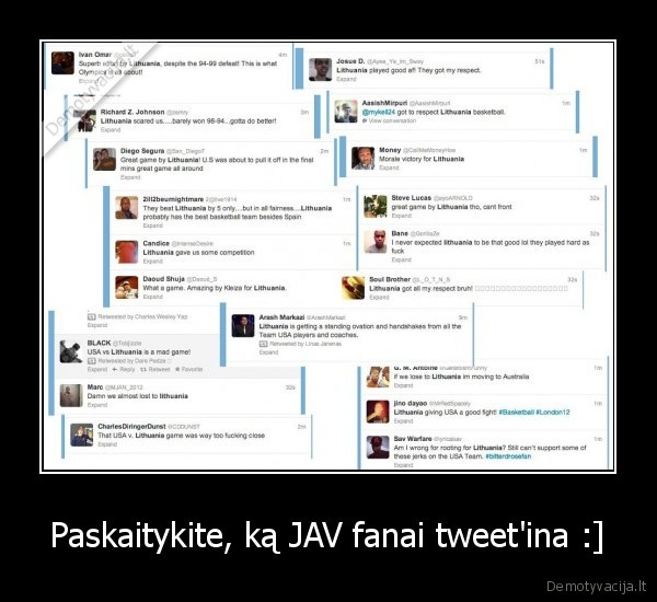 Paskaitykite, ką JAV fanai tweet'ina :]