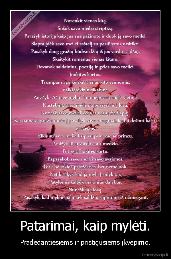 Patarimai, kaip mylėti.