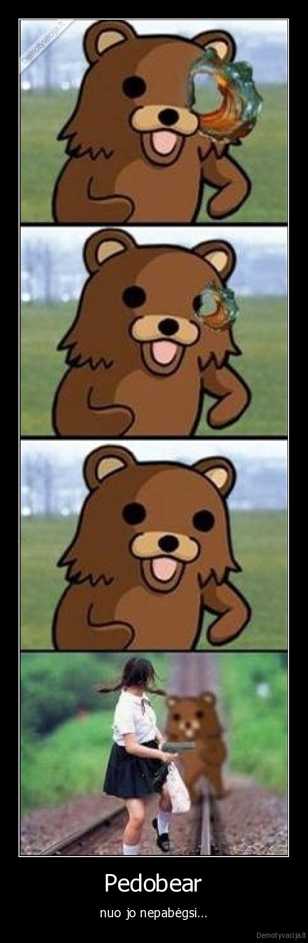 pedobear,pedikas,pyderas,nuo, jo, nepabegsi,mergaite,mergaite, su, sautuvu,sau