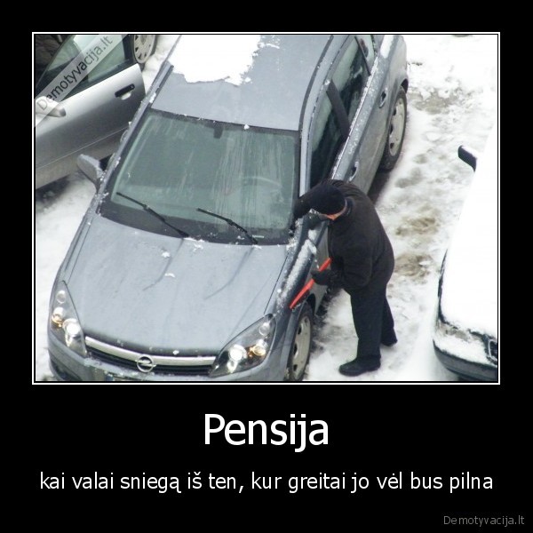 sniegas,masina,pensija,pensininkai,pensininkas