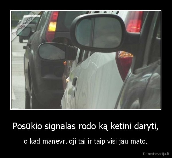 Posūkio signalas rodo ką ketini daryti,
