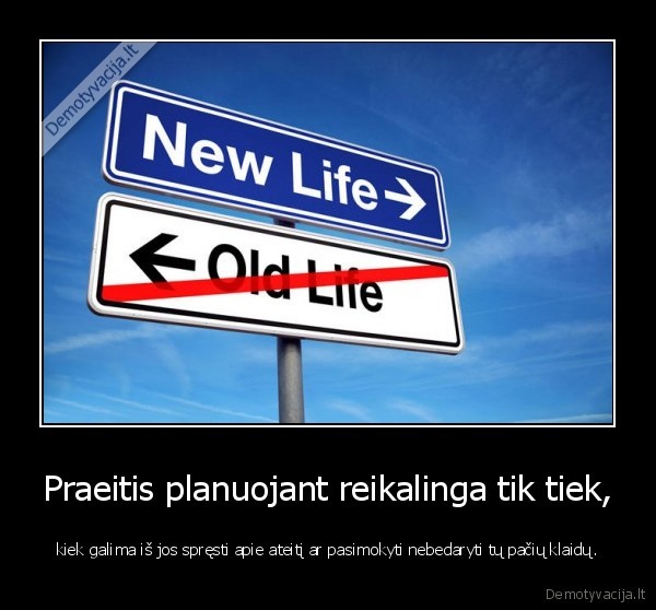 Praeitis planuojant reikalinga tik tiek,