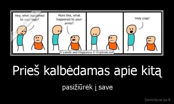 Prieš kalbėdamas apie kitą