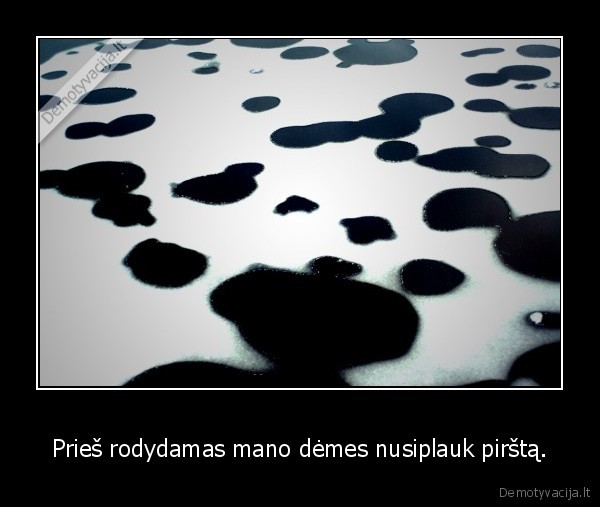 Prieš rodydamas mano dėmes nusiplauk pirštą.