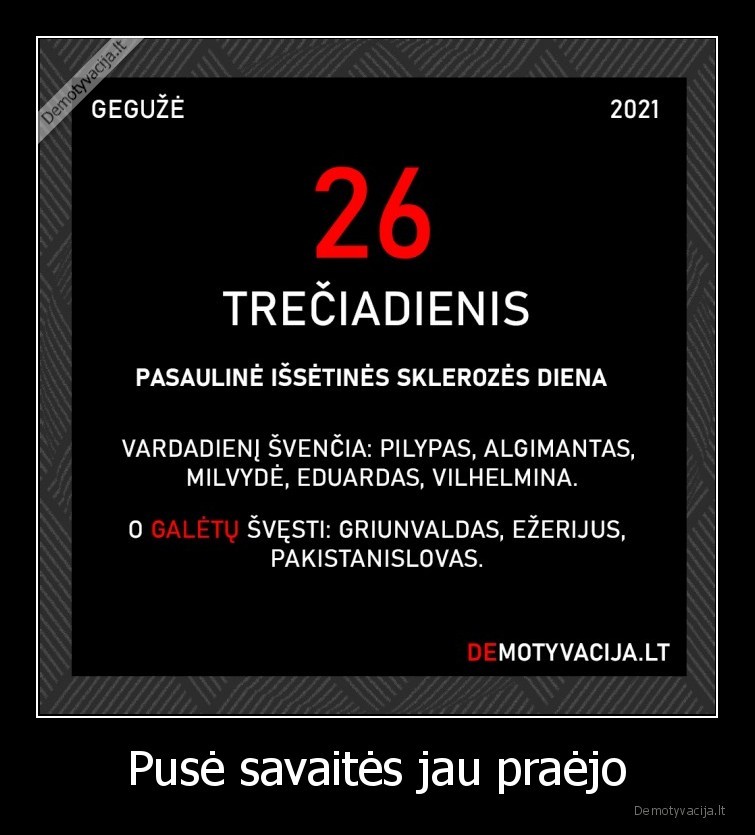 savaite,puse,diena,kalendorius,treciadienis