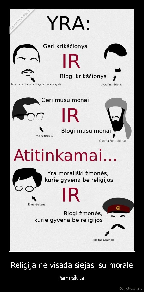 Religija ne visada siejasi su morale