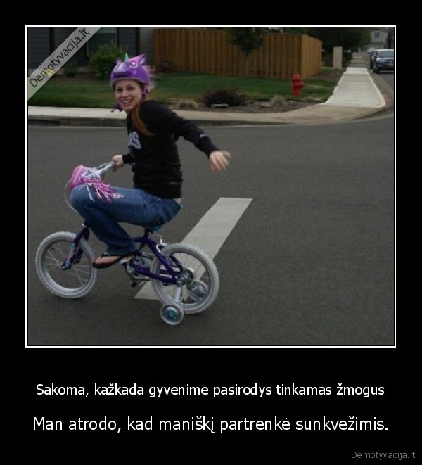 partrenke, sunkvezimis,tinkamas, zmogus,mergian, ant, dviratuko