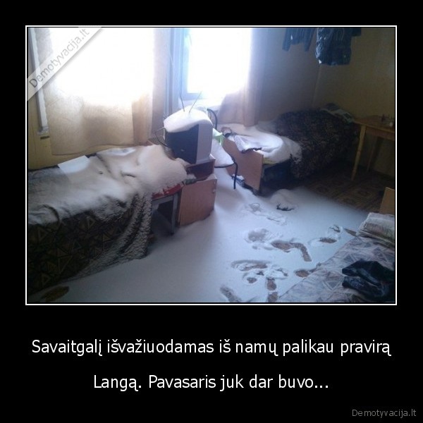 pavasaris,prisnigoi, kambari,uzsnigtas, kambarys