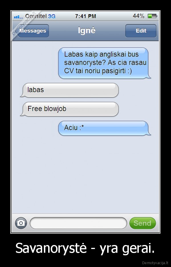 Savanorystė - yra gerai.