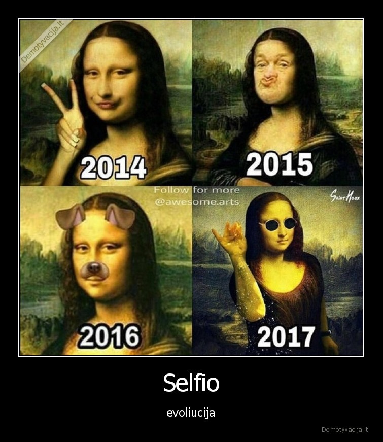 selfis., evoliucija,mona, lisa,pozuoja,selfie
