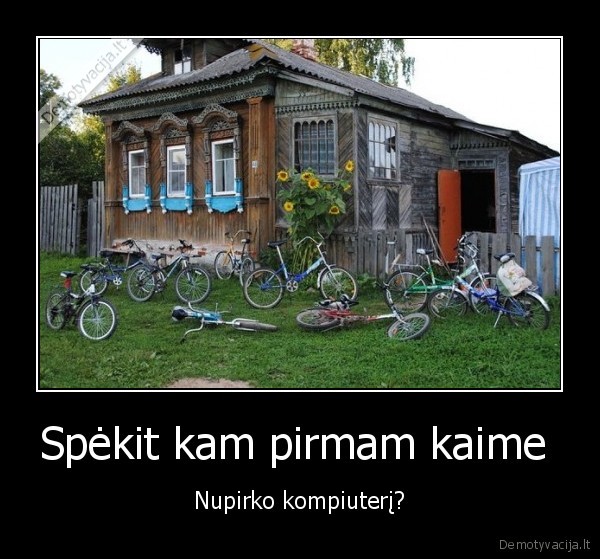 pirmas, kompiuteris, kaime,suvaziavo, vaikai