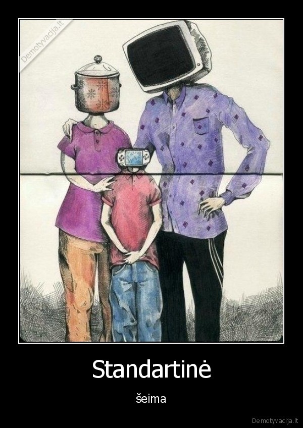 seima,tevas,mama,vaikas,puoda,televizorius,kompiuteris