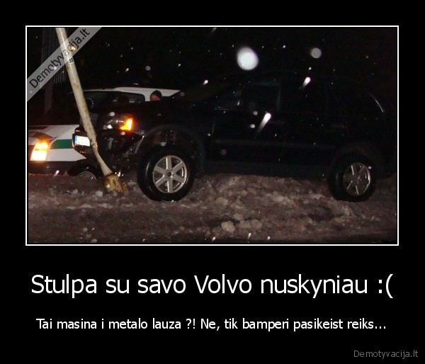 volvo, stulpas, avarija