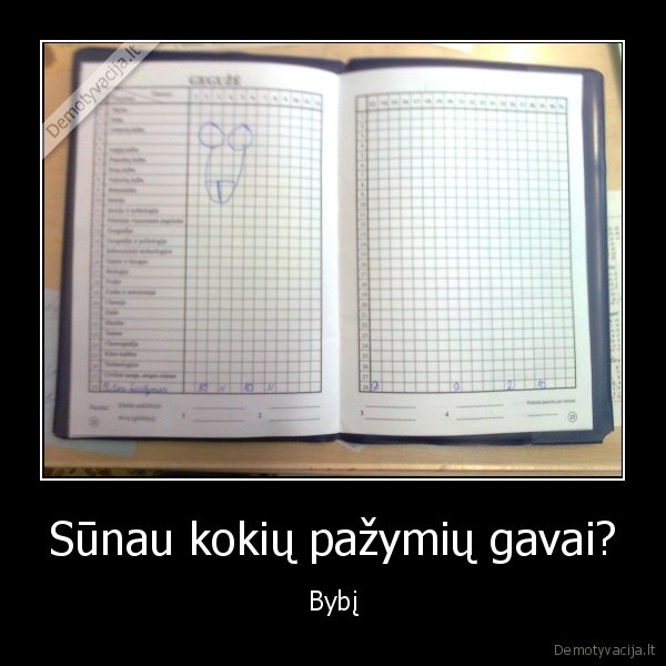 Sūnau kokių pažymių gavai?