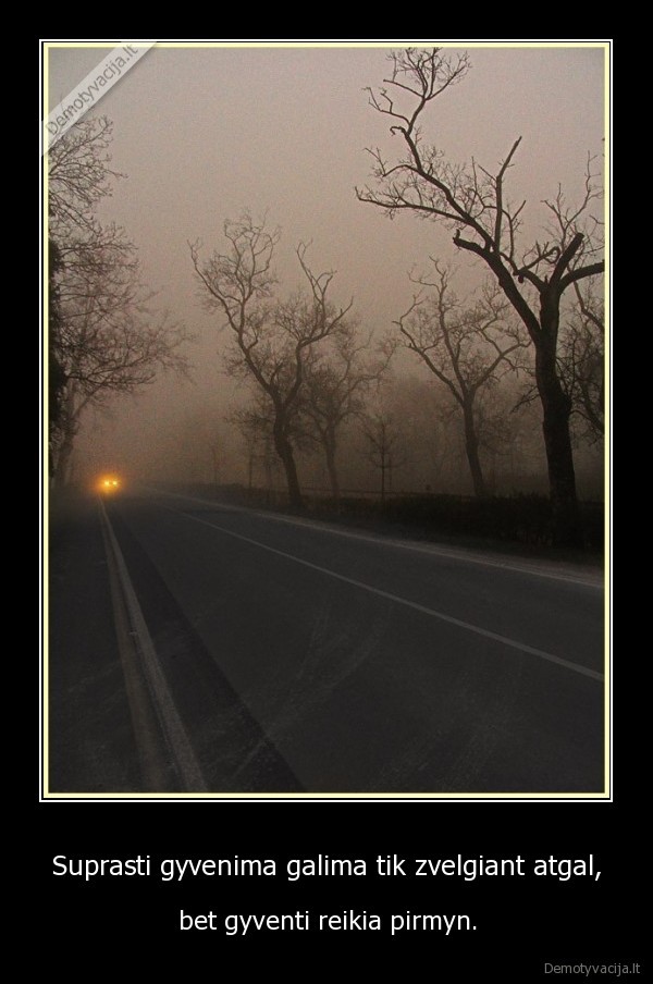 Suprasti gyvenima galima tik zvelgiant atgal,