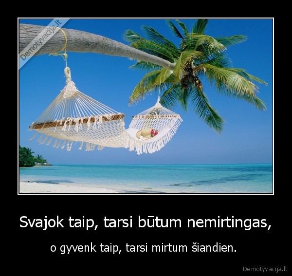 Svajok taip, tarsi būtum nemirtingas,