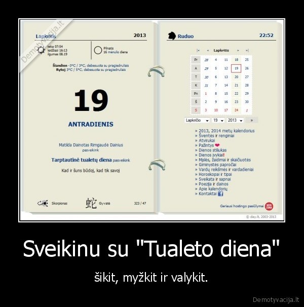 Sveikinu su &quot;Tualeto diena&quot;