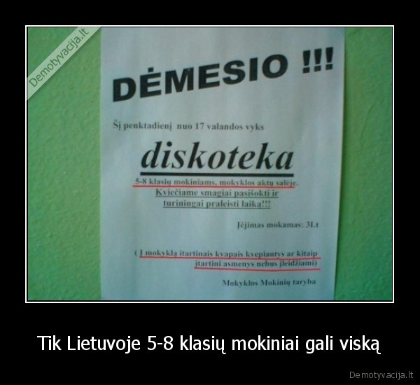 Tik Lietuvoje 5-8 klasių mokiniai gali viską