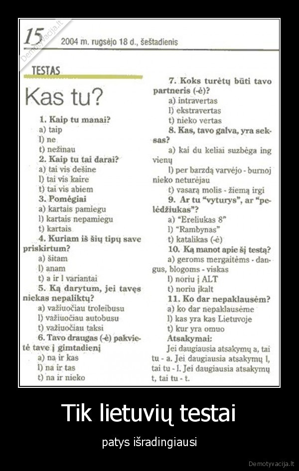 Tik lietuvių testai