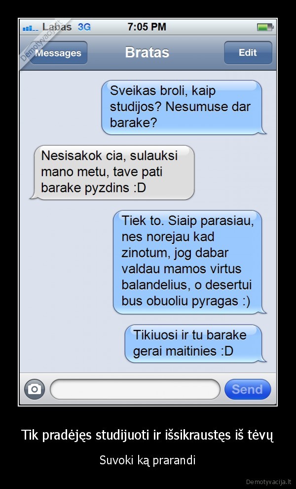 mamos, maistas,sms, broliui,studentiskas, maistas