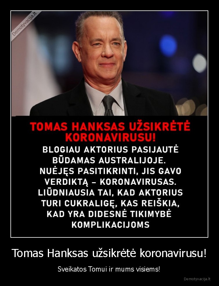 koronavirusas,tom, hanks,epidemija