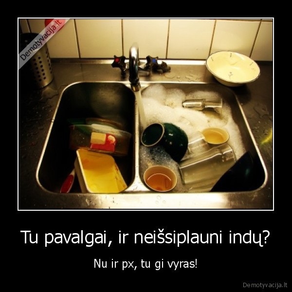 Tu pavalgai, ir neišsiplauni indų?