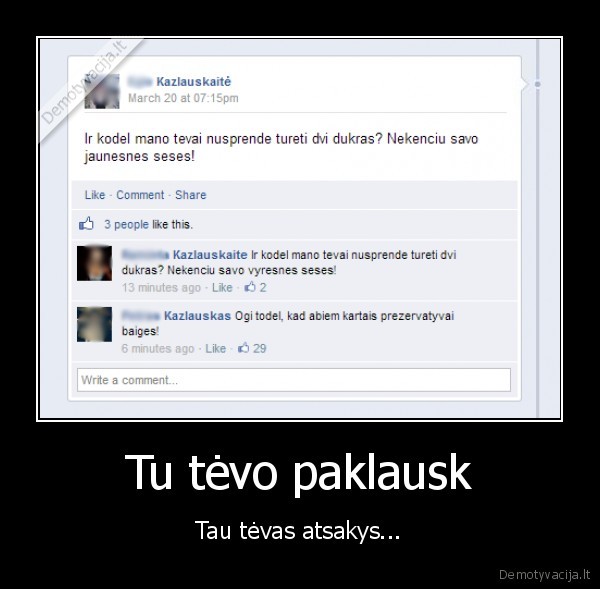 facebook, susirasinejimas,kazlauskai,seses, pykstasi