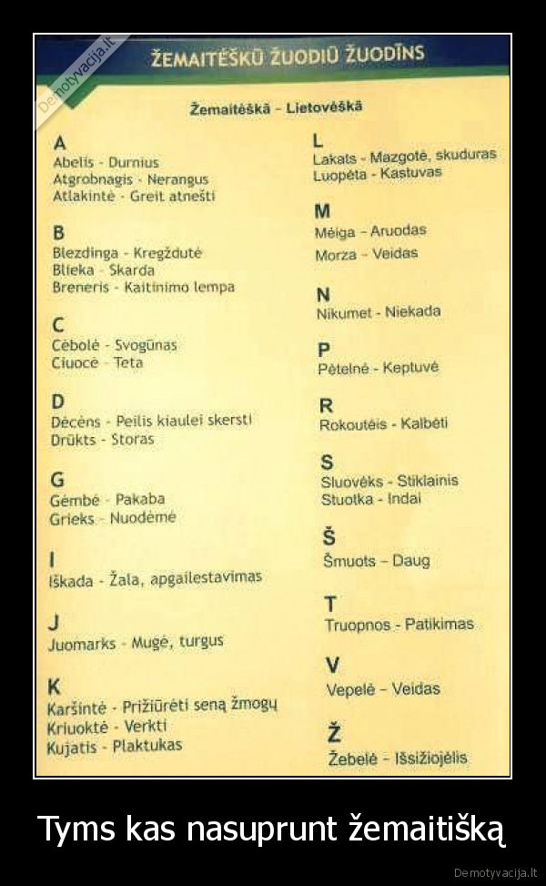 zemaiciu, lietuviu, zodynelis
