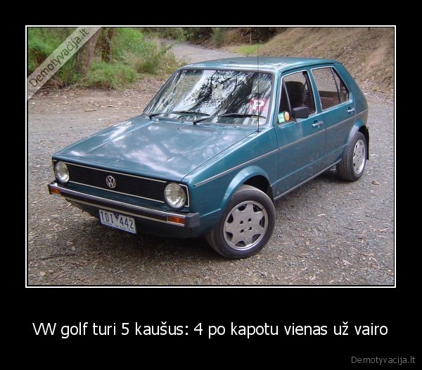 VW golf turi 5 kaušus: 4 po kapotu vienas už vairo