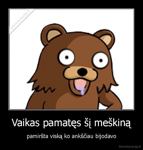 Vaikas pamatęs šį meškiną