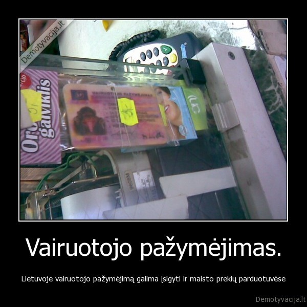 Vairuotojo pažymėjimas.