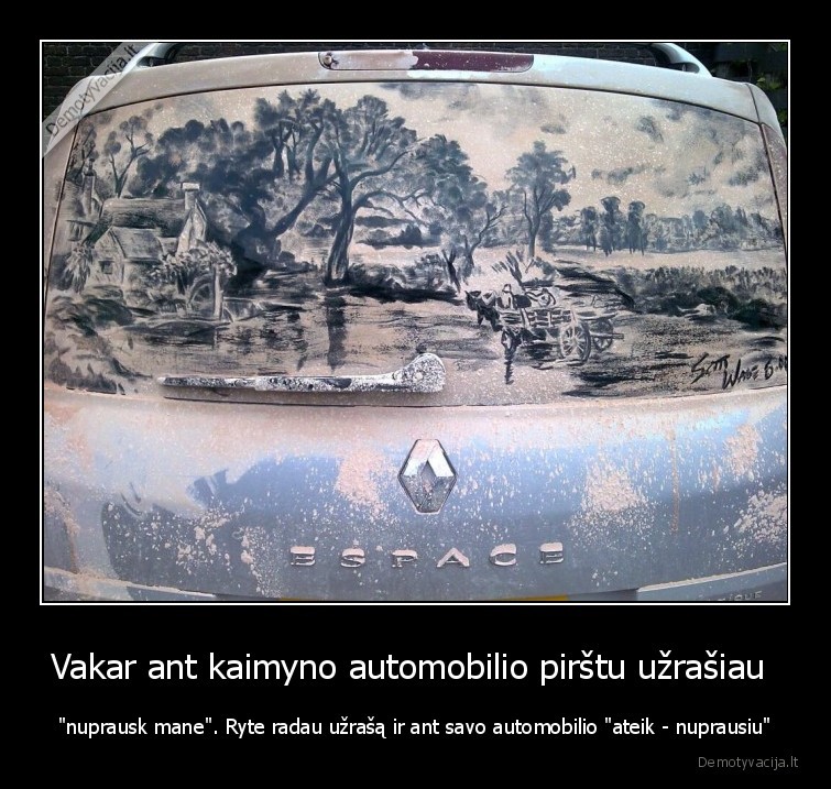 kaimynas,automobilis,nuprausk, mane,uzrasas,menas