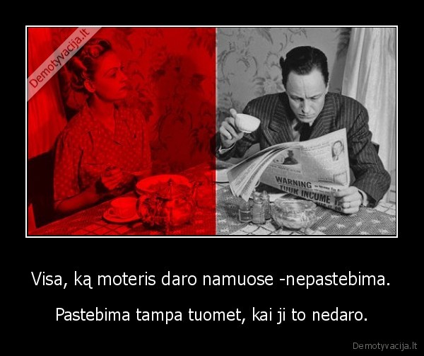 Visa, ką moteris daro namuose -nepastebima.