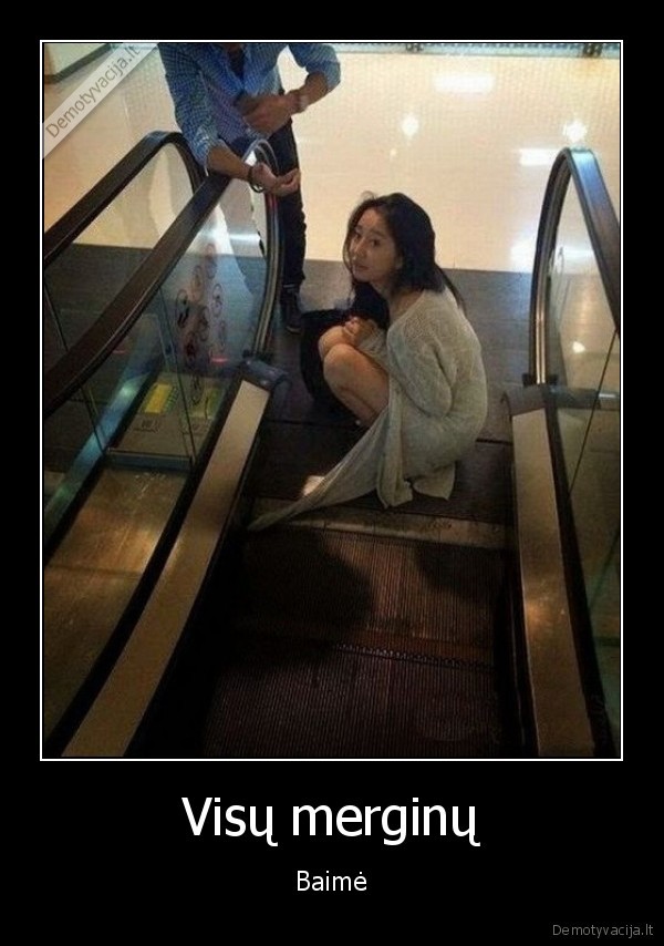 eskalatorius, pagavo, suknele,baime, eskalatoriams