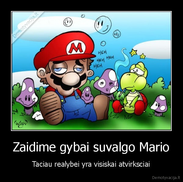 Zaidime gybai suvalgo Mario