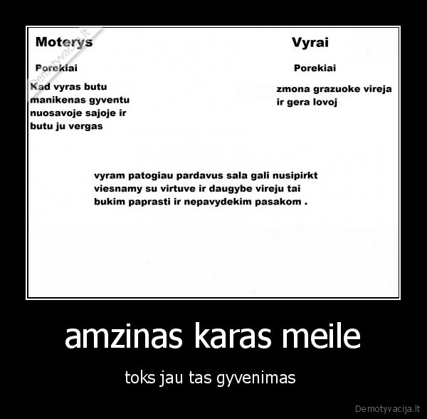 amzinas karas meile