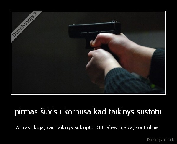 pirmas šūvis i korpusa kad taikinys sustotu