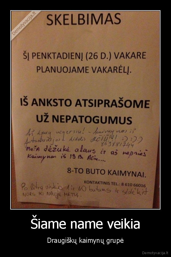 draugiski, kaimynai,balius, bute,juokingas, skelbimas