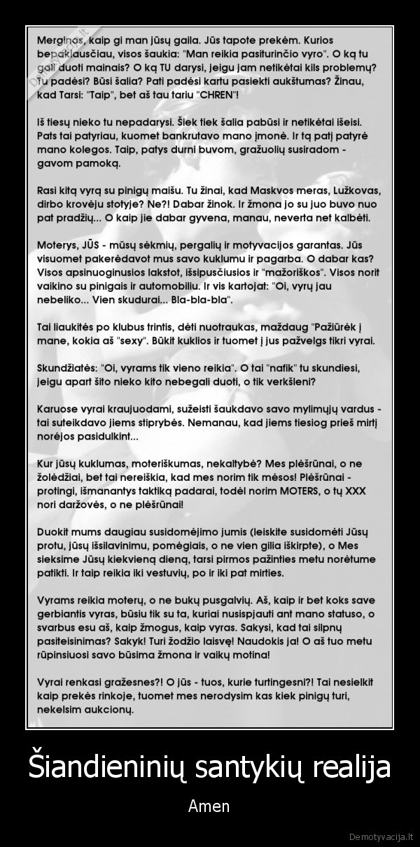 Šiandieninių santykių realija