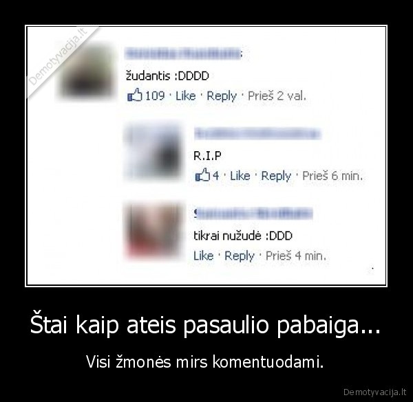 pasaulio, pabaiga, komentarai, facebook
