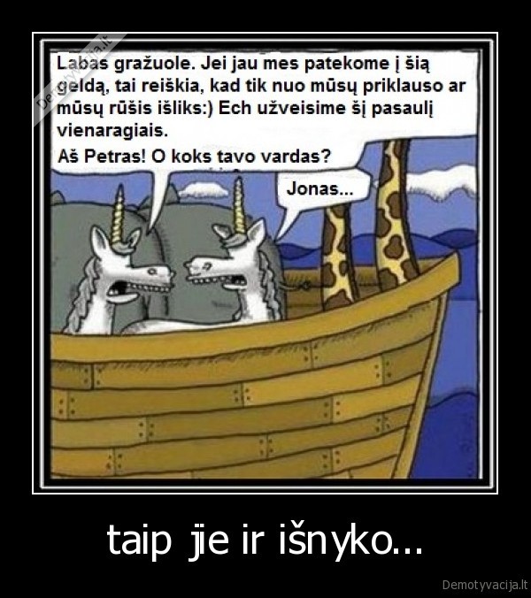 nojaus, arka,petras,jonas,vienaragiai,vienaragis,isnyke, gyvunai